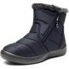 DREAM PAIRS Winter Boots for Women Warm Fur Lined with Zipper Flat Ankle Boots Comfortable Lightweight Outdoor Indoor Booties(Navy)