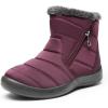 DREAM PAIRS Winter Boots for Women Warm Fur Lined with Zipper Flat Ankle Boots Comfortable Lightweight Outdoor Indoor Booties(Purple)