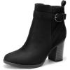 DREAM PAIRS Women’s Chunky High Heel Ankle Boots Round Toe Fall Short Booties Shoes(Black-suede)