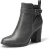 DREAM PAIRS Women’s Chunky High Heel Ankle Boots Round Toe Fall Short Booties Shoes(Grey-pu)