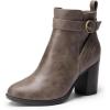 DREAM PAIRS Women’s Chunky High Heel Ankle Boots Round Toe Fall Short Booties Shoes(Taupe-pu)