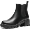 DREAM PAIRS Women’s Elastic Chelsea Ankle Boots Platform Low Chunky Block Heel Lug Sole Slip on Fall Heeled Booties Shoes(Black)