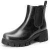 DREAM PAIRS Women’s Elastic Chelsea Ankle Boots Platform Low Chunky Block Heel Lug Sole Slip on Fall Heeled Booties Shoes(Black/Silver)