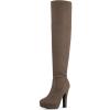 DREAM PAIRS Women’s HIGHPLAT Black Chunky Thigh High Over The Knee High Heel Boots(Khaki)