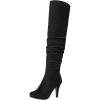 DREAM PAIRS Women’s HIGHPLAT Black Chunky Thigh High Over The Knee High Heel Boots(Sarah-black/Nubuck)