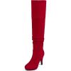 DREAM PAIRS Women’s HIGHPLAT Black Chunky Thigh High Over The Knee High Heel Boots(Sarah-red)