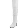 DREAM PAIRS Women’s HIGHPLAT Black Chunky Thigh High Over The Knee High Heel Boots(Sarah-white/Pu)