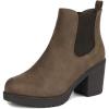 DREAM PAIRS Women’s High Chunky Heel Chelsea Ankle Boots Slip On Elastic Fall Heeled Booties Shoes(Brown/Pu)