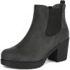 DREAM PAIRS Women’s High Chunky Heel Chelsea Ankle Boots Slip On Elastic Fall Heeled Booties Shoes(Grey)