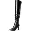 DREAM PAIRS Women’s High Heels Over The Knee Boots Thigh High Pointed Toe Stiletto Long Fall Sexy Boots(Black-pu)