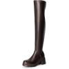 DREAM PAIRS Women’s Knee High Boots, Platform Over The Knee High Chunky Heel Fashion Boots for Women(Brown-pu)