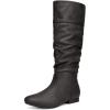 DREAM PAIRS Women’s Knee High Pull On Fall Weather Winter Boots(Black/Pu)