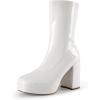 DREAM PAIRS Women’s Mid Calf Gogo Boots Platform High Chunky Block Heel Square Toe Ankle Boots(White-pat)