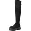 DREAM PAIRS Women’s Platform Over The Knee Boots Lug Sole Round Toe Thigh High Long Chunky Block Heels Fall Boots(Black-suede)