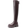 DREAM PAIRS Women’s Platform Over The Knee Boots Lug Sole Round Toe Thigh High Long Chunky Block Heels Fall Boots(Brown-pu)