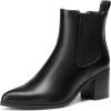 DREAM PAIRS Women’s Retro Elastic Chelsea Ankle Boots Fashion Low Chunky Block Heel Pointed Toe Fall Heeled Booties Shoes(Black-pu)