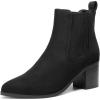 DREAM PAIRS Women’s Retro Elastic Chelsea Ankle Boots Fashion Low Chunky Block Heel Pointed Toe Fall Heeled Booties Shoes(Black-suede)
