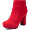 DREAM PAIRS Women’s Stomp High Heel Ankle Boots(Red)