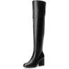 DREAM PAIRS Women’s Thigh High Block Heel Over The Knee Boots(Black-pu)