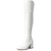 DREAM PAIRS Women’s Thigh High Block Heel Over The Knee Boots(White-pu)