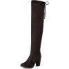 DREAM PAIRS Women’s Thigh High Over The Knee Fashion Boots Block Mid Heel Long Sexy Faux Fur Boots(Brown)
