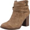 TOETOS Women’s Chunky High Heel Ankle Boots Close Toe Fall Heeled Booties Shoes(Tan)