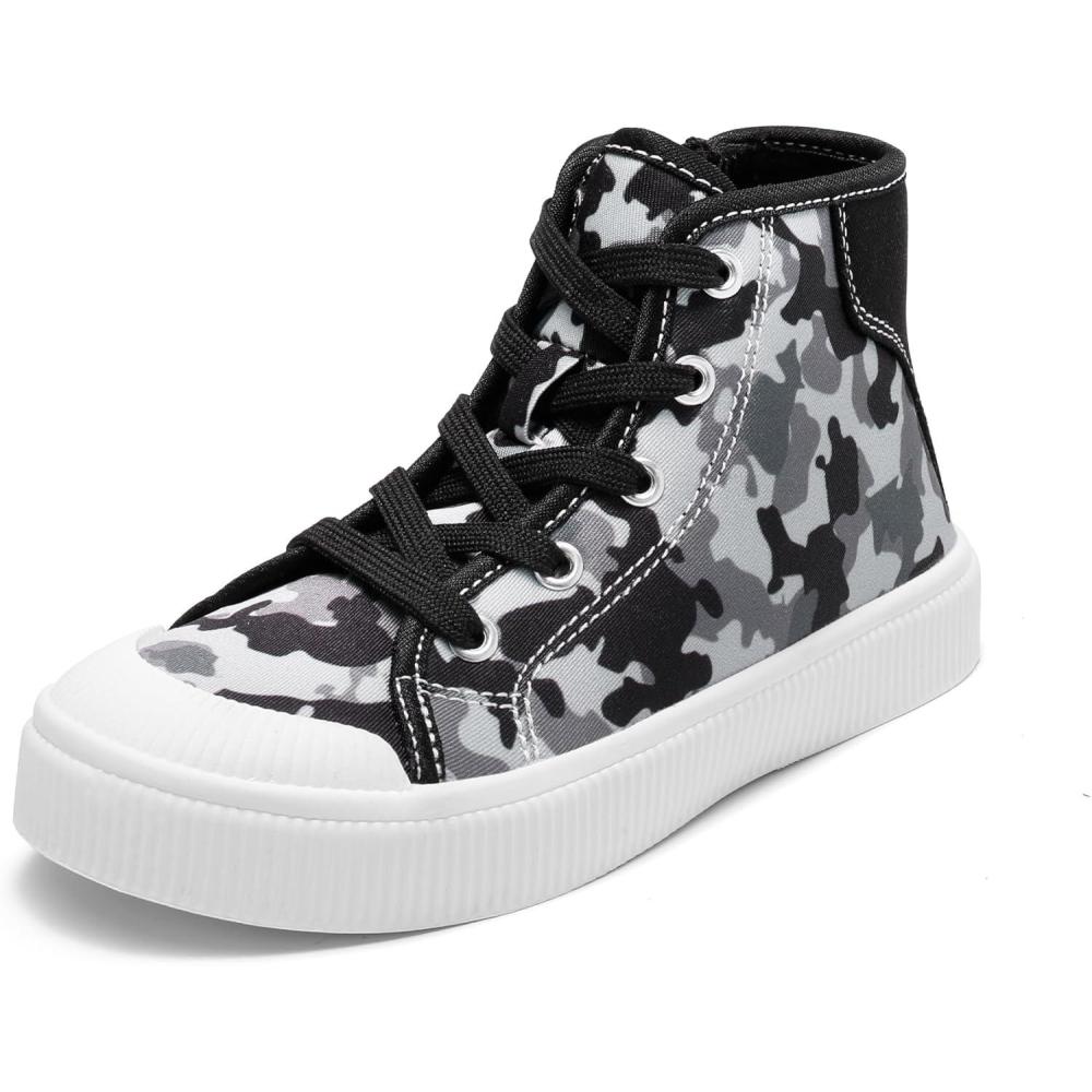 imageDREAM PAIRS Kids Sneakers Little Boys Girls High Top Canvas Shoes LilLegends CourtStar Casual Walking ShoesBlack Camo