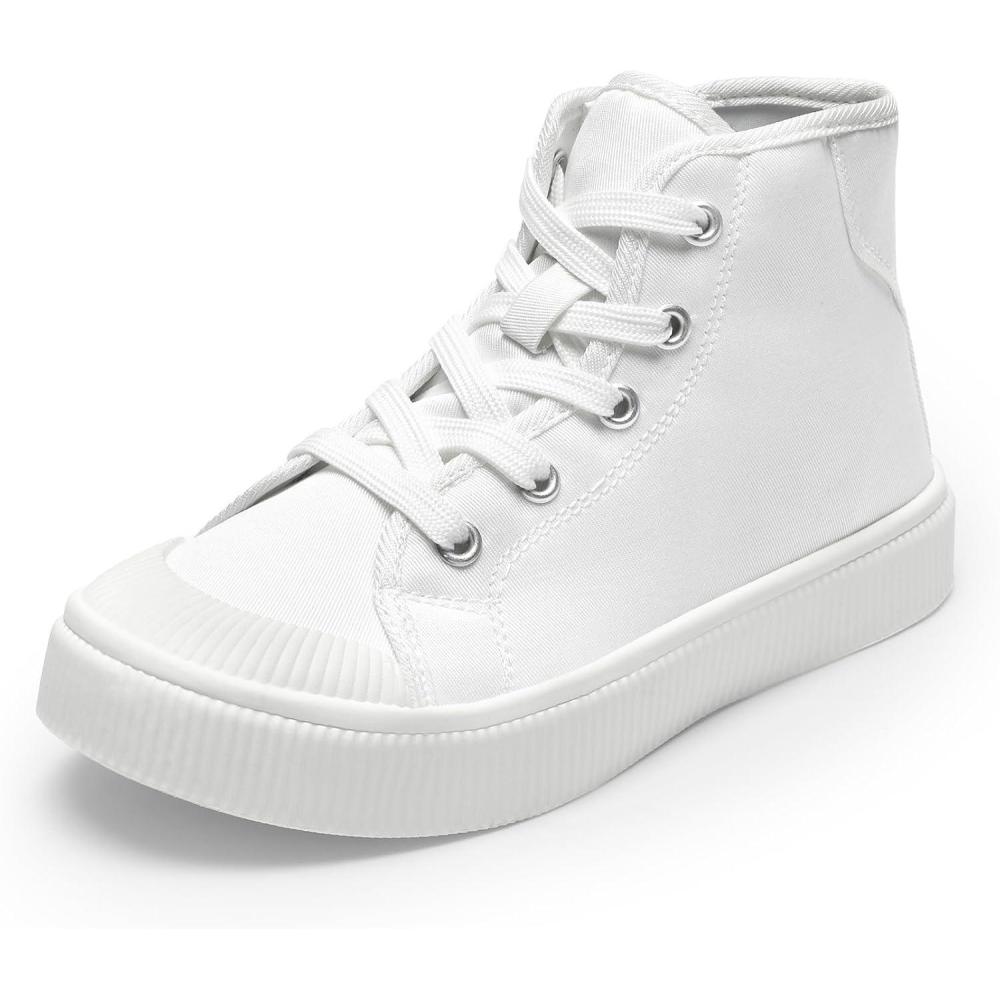 imageDREAM PAIRS Kids Sneakers Little Boys Girls High Top Canvas Shoes LilLegends CourtStar Casual Walking ShoesWhite