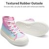 DREAM PAIRS Kids Sneakers Little Boys Girls High Top Canvas Shoes LilLegends CourtStar Casual Walking Shoes(Rainbow/Pink)
