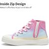 DREAM PAIRS Kids Sneakers Little Boys Girls High Top Canvas Shoes LilLegends CourtStar Casual Walking Shoes(Rainbow/Pink)