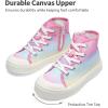 DREAM PAIRS Kids Sneakers Little Boys Girls High Top Canvas Shoes LilLegends CourtStar Casual Walking Shoes(Rainbow/Pink)