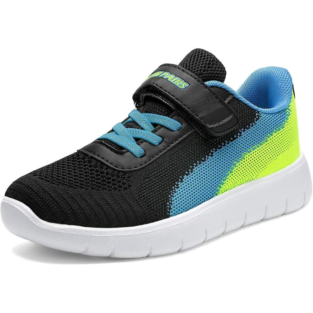 imageDREAM PAIRS Boys Girls Shoes Kids Tennis EZOns MagicZips Athletic Running Walking Barefoot Zero Drop SneakersBlackBlueNeonGreen