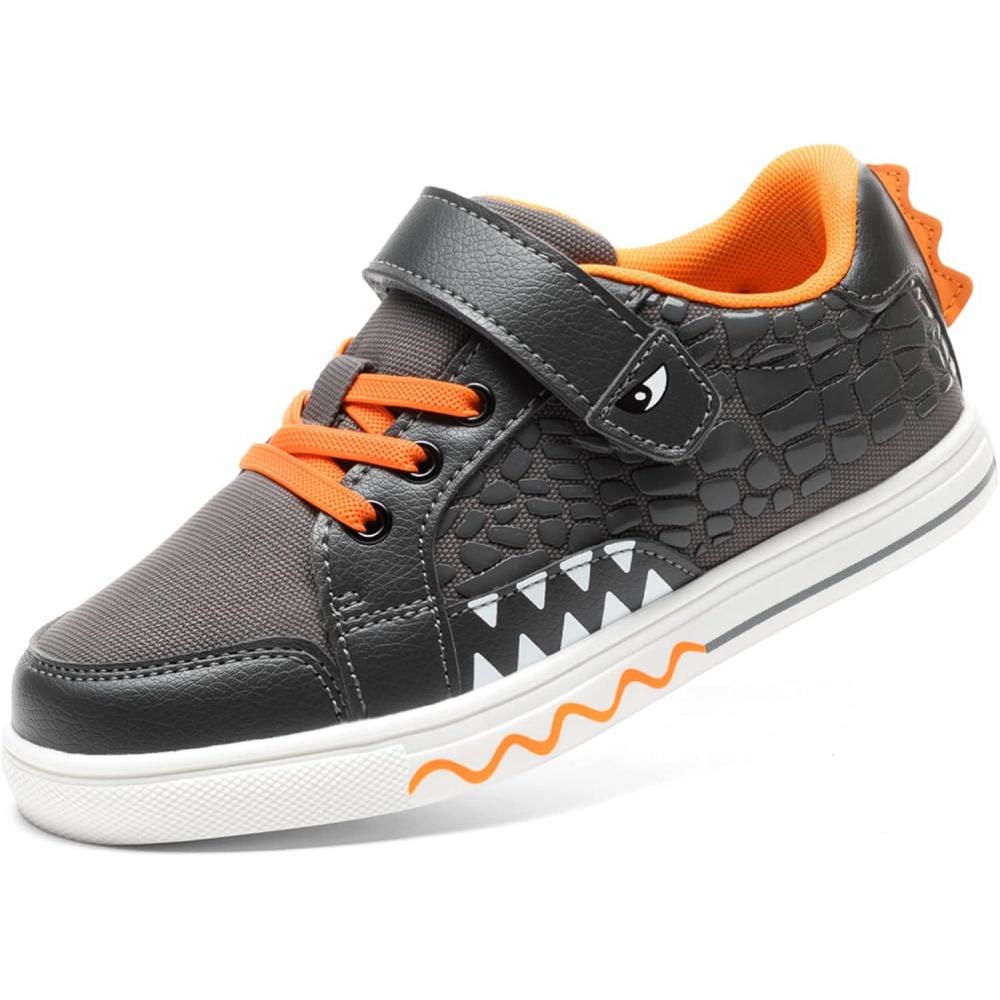 imageDREAM PAIRS Boys Sneakers Little Kids Toddler Shoes Storybook Causal Walking Shoes NonSlip with Hook and LoopGreyOrange