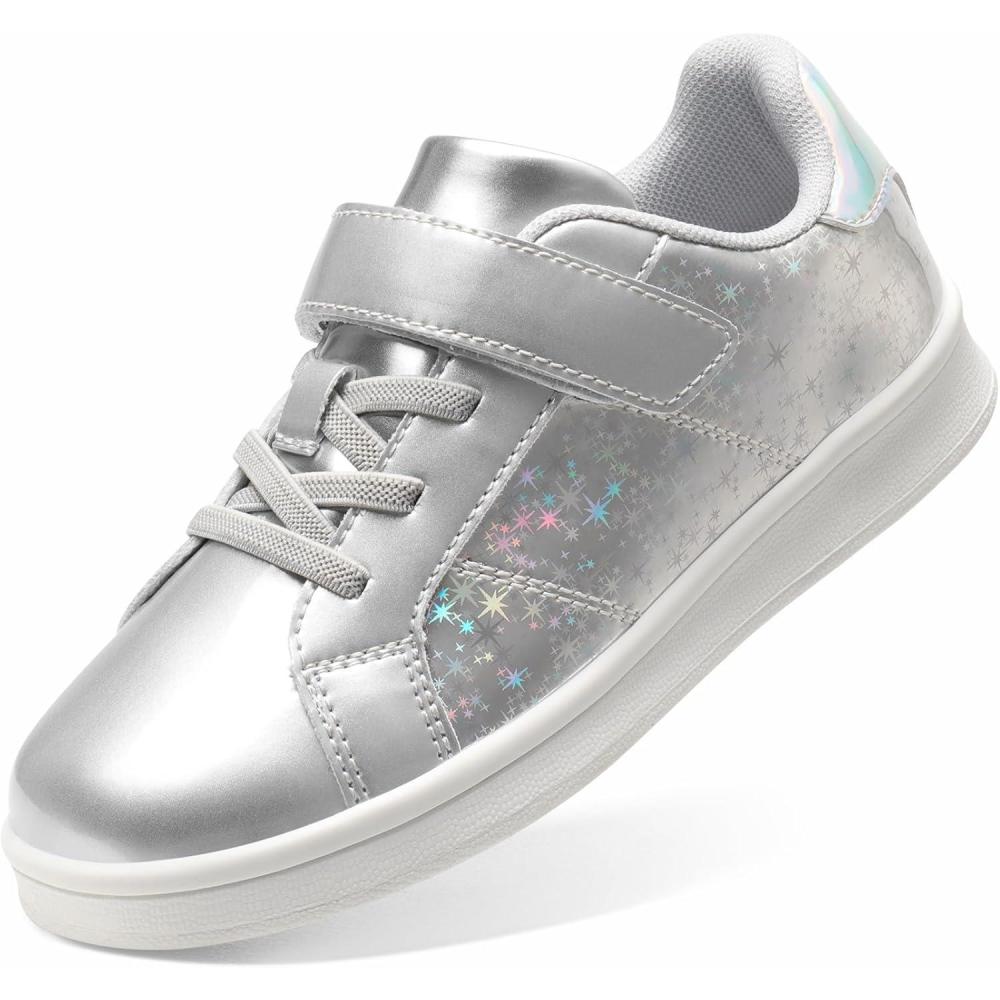imageDREAM PAIRS Girls Boys Sneakers Tennis School Shoes Casual Walking Storybook Footwear for LittleBig KidsSilver