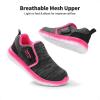 DREAM PAIRS Boys Girls Shoes Kids Slip on Tennis EZ-Ons MightyMovers Running Athletic Barefoot Zero Drop Sports Sneakers(Black/Fuchsia)