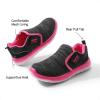 DREAM PAIRS Boys Girls Shoes Kids Slip on Tennis EZ-Ons MightyMovers Running Athletic Barefoot Zero Drop Sports Sneakers(Black/Fuchsia)