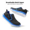 DREAM PAIRS Boys Girls Shoes Kids Slip on Tennis EZ-Ons MightyMovers Running Athletic Barefoot Zero Drop Sports Sneakers(Black/Grey/Royal)