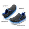 DREAM PAIRS Boys Girls Shoes Kids Slip on Tennis EZ-Ons MightyMovers Running Athletic Barefoot Zero Drop Sports Sneakers(Grey/Royal)