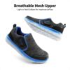 DREAM PAIRS Boys Girls Shoes Kids Slip on Tennis EZ-Ons MightyMovers Running Athletic Barefoot Zero Drop Sports Sneakers(Grey/Royal)