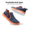 DREAM PAIRS Boys Girls Shoes Kids Slip on Tennis EZ-Ons MightyMovers Running Athletic Barefoot Zero Drop Sports Sneakers(Navy/Orange)