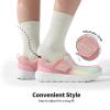 DREAM PAIRS Boys Girls Shoes Kids Slip on Tennis EZ-Ons MightyMovers Running Athletic Barefoot Zero Drop Sports Sneakers(Pink/Rainbow)