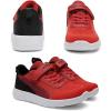 DREAM PAIRS Boys Girls Shoes Kids Tennis EZ-Ons MagicZips Athletic Running Walking Barefoot Zero Drop Sneakers(Red/Black)