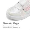 DREAM PAIRS Toddler Girls Sneakers Sparkly Shiny Lightweight Comfortable Hook and Loop Casual Walking Little Kids Shoes(White/Rainbow)