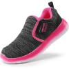 DREAM PAIRS Boys Girls Shoes Kids Slip on Tennis EZ-Ons MightyMovers Running Athletic Barefoot Zero Drop Sports Sneakers(Black/Fuchsia)