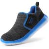 DREAM PAIRS Boys Girls Shoes Kids Slip on Tennis EZ-Ons MightyMovers Running Athletic Barefoot Zero Drop Sports Sneakers(Black/Grey/Royal)