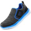 DREAM PAIRS Boys Girls Shoes Kids Slip on Tennis EZ-Ons MightyMovers Running Athletic Barefoot Zero Drop Sports Sneakers(Grey/Royal)
