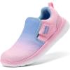 DREAM PAIRS Boys Girls Shoes Kids Slip on Tennis EZ-Ons MightyMovers Running Athletic Barefoot Zero Drop Sports Sneakers(Pink/Blue)