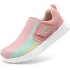 DREAM PAIRS Boys Girls Shoes Kids Slip on Tennis EZ-Ons MightyMovers Running Athletic Barefoot Zero Drop Sports Sneakers(Pink/Rainbow)