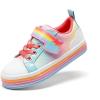 DREAM PAIRS Toddler Girls Shoes Rainbow Sneakers Casual School Walking Hook and Loop Footwear for Toddler/Little Kids(Rainbow/Blue)