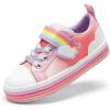 DREAM PAIRS Toddler Girls Shoes Rainbow Sneakers Casual School Walking Hook and Loop Footwear for Toddler/Little Kids(Rainbow/Pink)